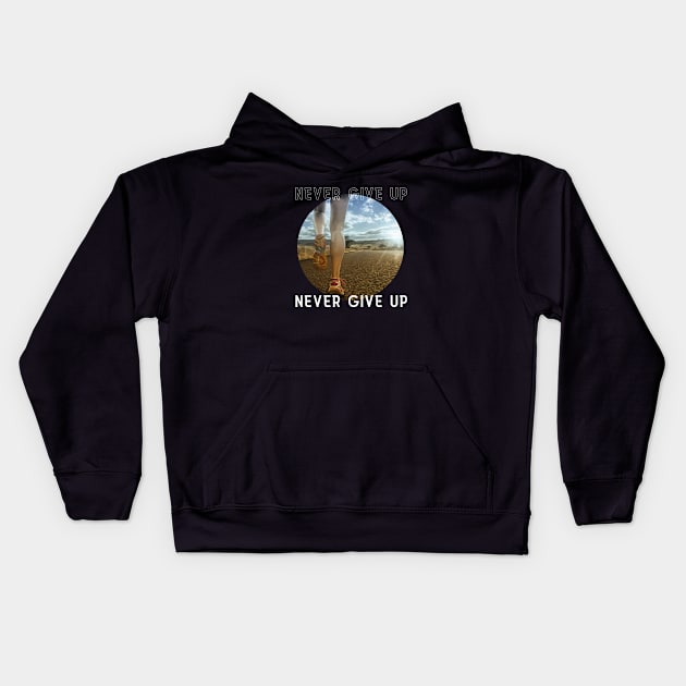 Never Give up ( Running Art no. 1 ) Kids Hoodie by Dreanpitch